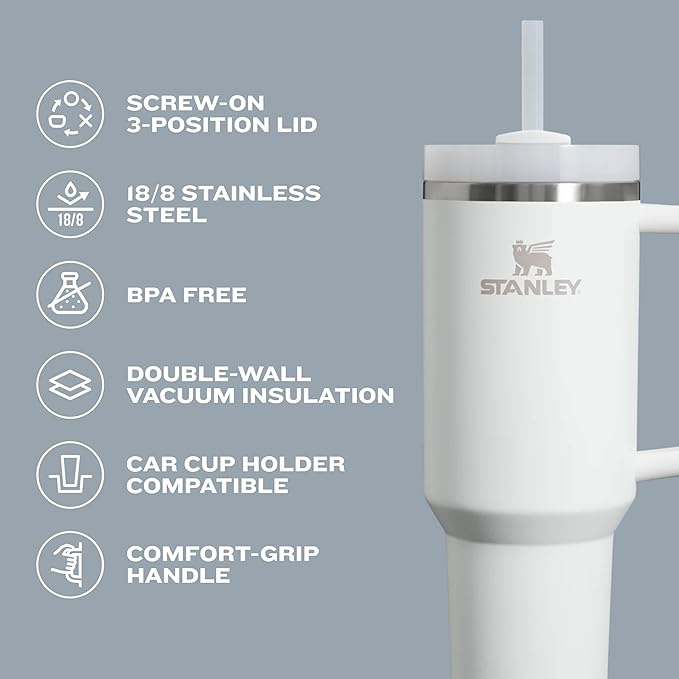 STANLEY Quencher H2.0 Tumbler with Handle and Straw 30 oz | Flowstate 3-Position Lid | Cup Holder Compatible for Travel | Insulated Stainless Steel Cup | BPA-Free | Cherry Blossom