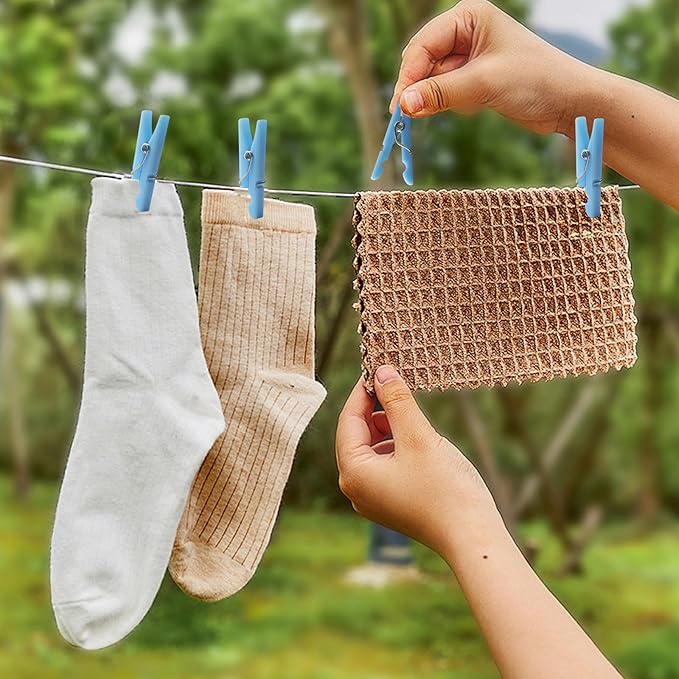100PCS Blue Plastic Clothes Pins for Boy Baby Shower Games, DIY Crafts, Photos - 1.35 Inch Small Mini Pins, Tiny Clips for Laundry & Picture Displays Gender Reveal Party Decorations
