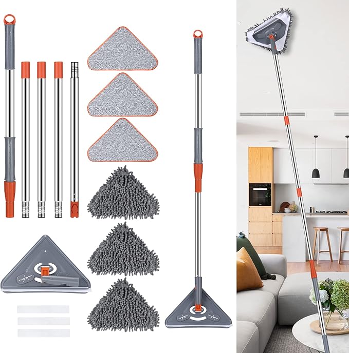 Wall Cleaner 98 Inch Wall Cleaner with Long Handle,HoMerit Wall Cleaner Mop 360° Rotatable Adjustable Cleaning Mop,Ceiling Dust Mop,Wall Cleaning Tool for Walls/Baseboard/Floors,6 Replacement Pads