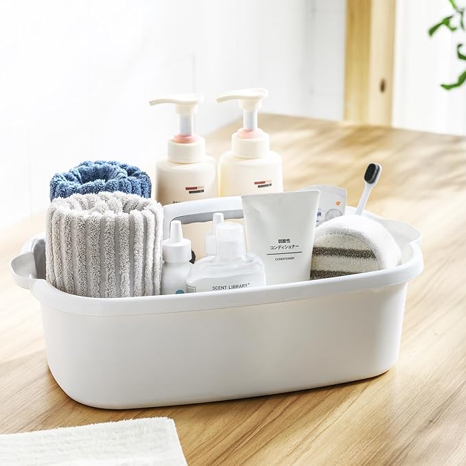 ALINK Plastic Cleaning Storage Caddy with Handle, Large Shower Caddy Basket Organizer for Dorm, Bathroom, Tool, Garden, Kitchen, Cleaning Supplies - Clear