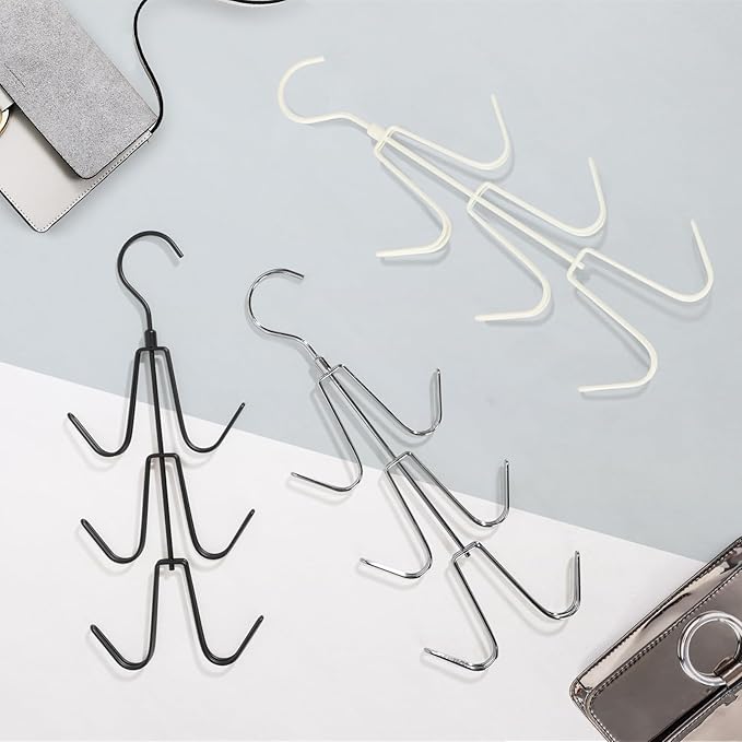 TOPIA HANGER Purse Hanger Organizer for Closet, 2-Pack Handbag Organizer Hanger, 360°Swivel Metal Purse Hooks, Bag Rack, Belt Organizer, Tie Rack, Scarf Hanger, Bag Storage Organizer, Black