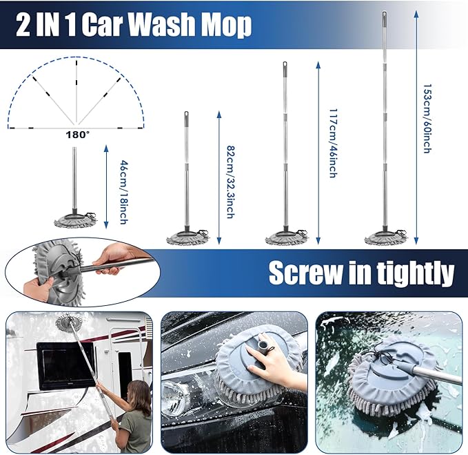 Viewsun 21Pcs Car Cleaning Kit with High Power Handheld Vacuum, Car Wash Mop with Long Handle, Bucket, Detailing Brush Set, Windshield Cleaner, Complete Interior Exterior Washing Supply for Men Women