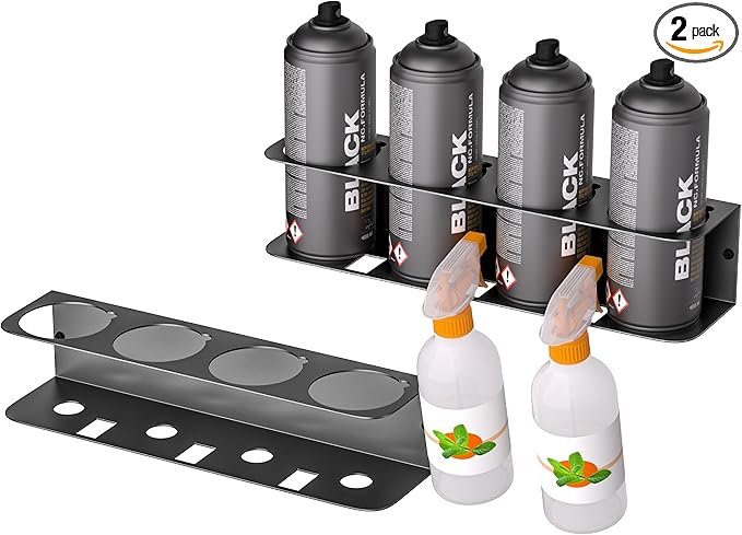 Ultrawall Spray Can Holder Rack, Wall Mounted Spray Bottle Holder, Garage Wall Mount Shelf, Utility Storage Rack, Tool Storage Rack