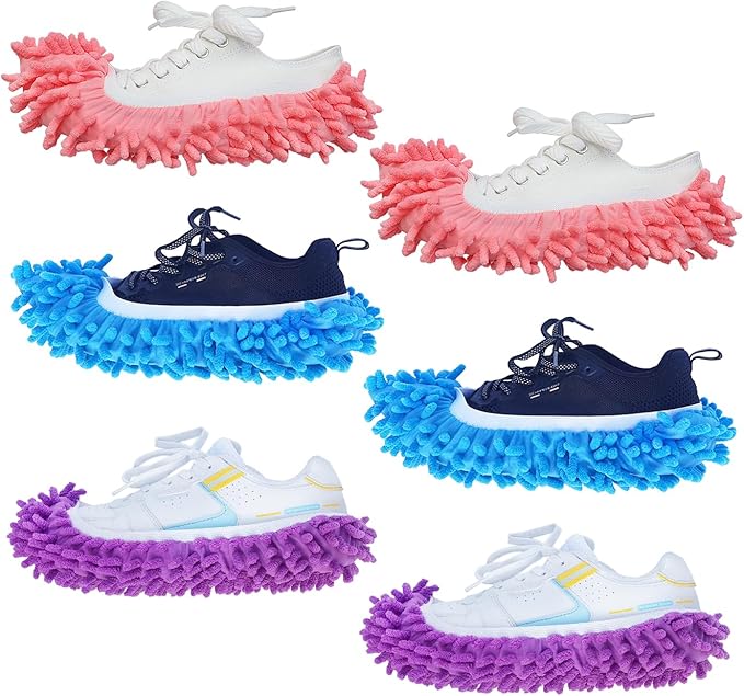 Mop Slippers Shoes 6 Pieces (3 Pairs), Microfiber Mopping Slippers for Floor Cleaning , Shoe Cover Duster Mopping Slippers, Floor Cleaning Tools
