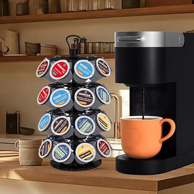 K Cup Holders,K Cup Holder, K Cups Holder,K Cup Carousel, Coffee Pods Holder Storage Organizer Stand,Only Simple Assembly Required,Black