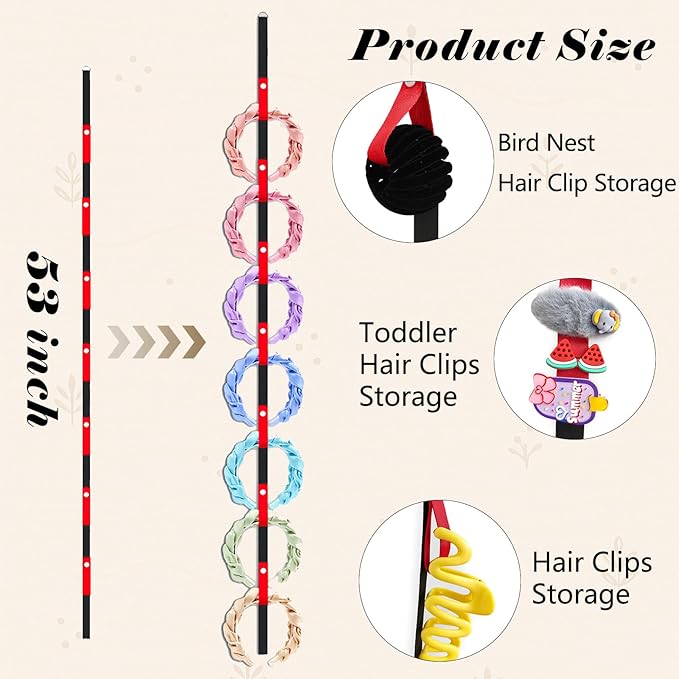 3 Pcs Headband Holder Organizer, Hanging Hairband Storage for Girls and Women, Hair Accessories Display Stand for Bow Headpieces & Hair Clips, Bedroom College Dorm Decor