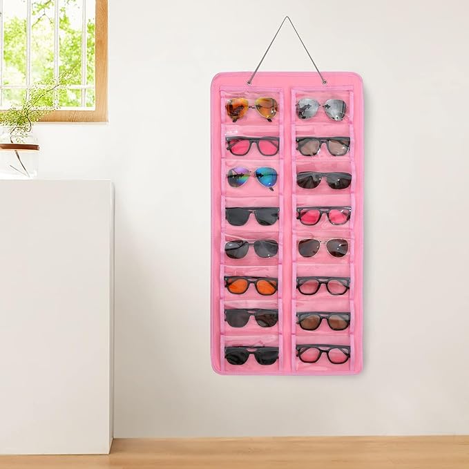 Sunglasses Dust-Proof Organizer Storage Wall Mounted Hanging Sunglasses Organizer 16 Slots Glasses Storage Organizer Holder