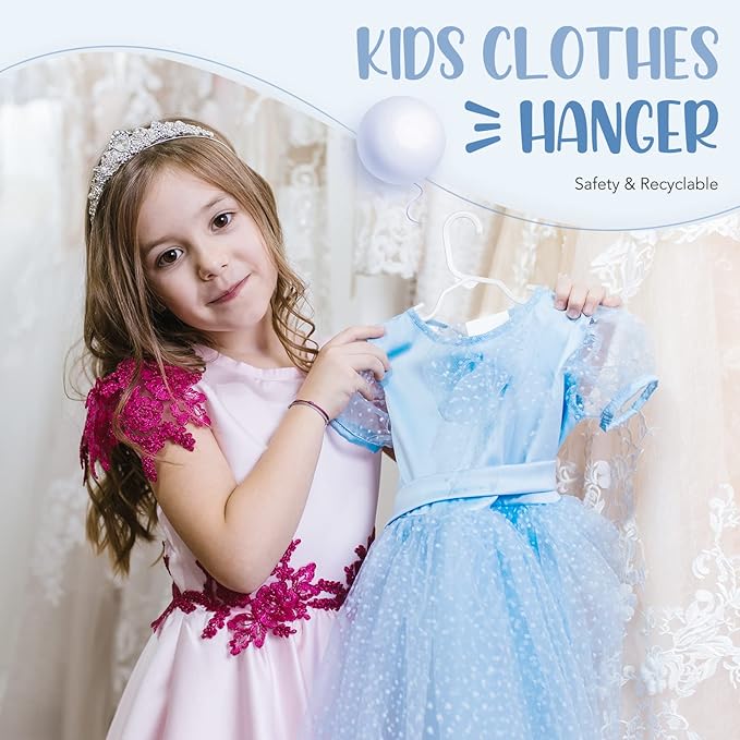 HOUSE DAY Plastic Baby Hangers for Closet 20 Pack, Durable Plastic Kids Hangers for Baby Clothes, Thin & Compact Childrens Hangers, Space Saving White Baby Hanger, Small Hanger for Kids Clothes