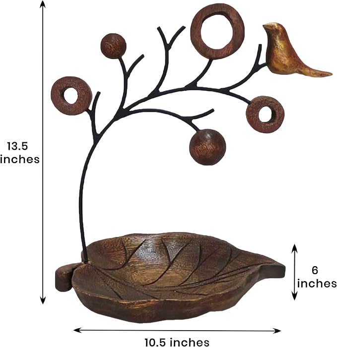 Decozen Jewelry Organizer Hanging Tree Stand - Necklace Holder Jewelry Organizer for Women with a Ring Dish Tray for Mother in Law, and Valentines Day Gifts for Her, 1-Piece