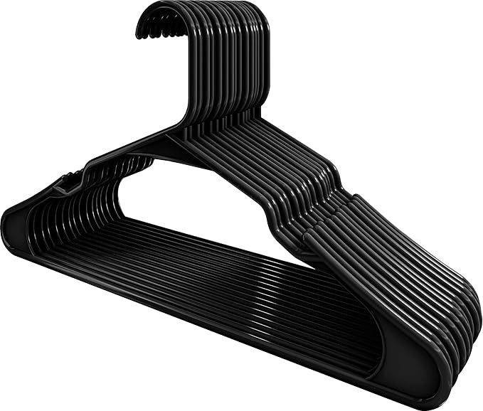 Utopia Home Plastic Hangers 100 Pack - Perfect Space Saving Clothes Hanger - Durable and Strong - Perfect Closet Organizers with Shoulder Grooves (Black)