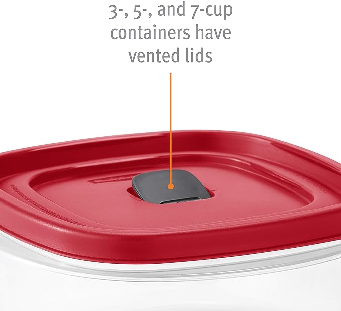 Rubbermaid Easy Find Vented Lid Food Storage Containers 7-Cup Red