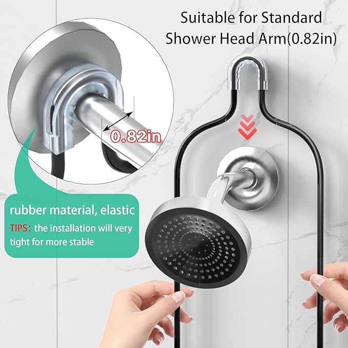 Over the Shower Head Caddy with 2 Baskets & Soap Holder, Non-Slip Design for 0.82-Inch Showers, Black, Stainless Steel