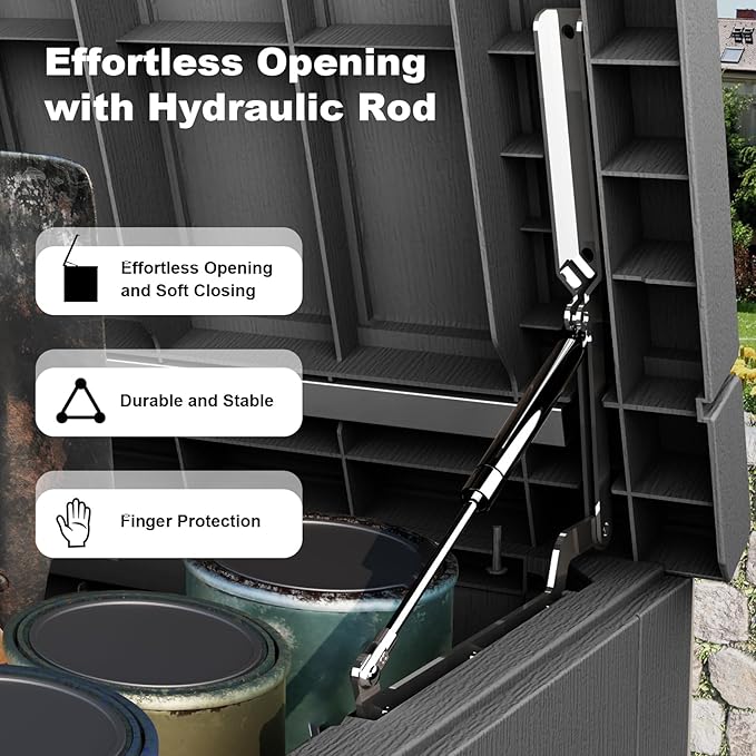 ROJIK Outdoor Storage Housing Deck Box,Waterproof Patio Furniture, Garden Tools,Cushions,Pool Accessories Storage Bench with Lockable Lid and Side Handles (Black,280 Gal)