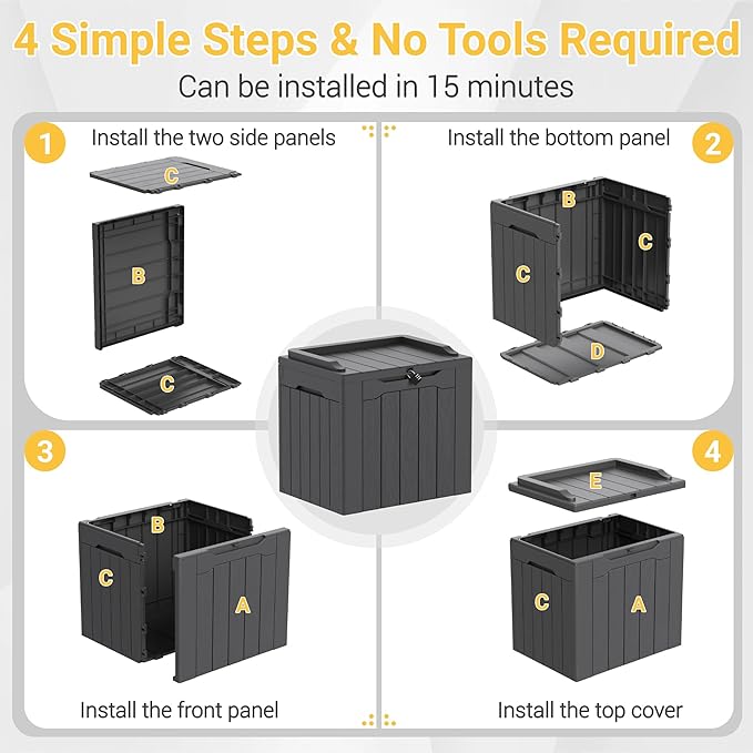 Greesum Outdoor Storage Box 31 Gallon Storage Box with Lid for Patio Furniture, Garden Tools, Pool Supplies, Waterproof and UV Resistant, Lockable, Dark Grey