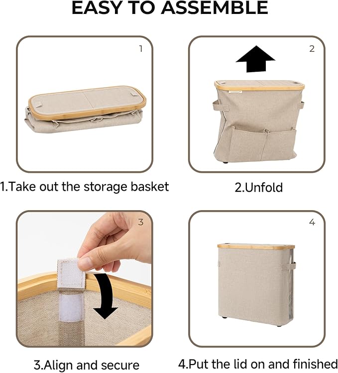 StorageWorks Toilet Paper Storage Baskets with Dual Flip Lids, Toilet Paper Organizer for Bathroom, Toilet Paper Container with Side Pocket, Holds 9 Mega or 12 Regular Rolls, Medium, Brown