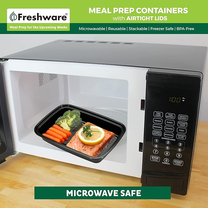 Freshware Meal Prep Containers [150 Pack] 1 Compartment Food Storage Containers with Lids, Bento Box, BPA Free, Stackable, Microwave/Dishwasher/Freezer Safe (28 oz)