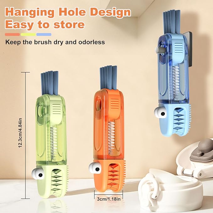 3 in 1 Cup Lid Cleaning Brush, Gap Cleaner Brushs - Home Kitchen Multifunctional Bottle Cleaning Brush Set, Portable Travel Bottle Lid Cleaner Tools