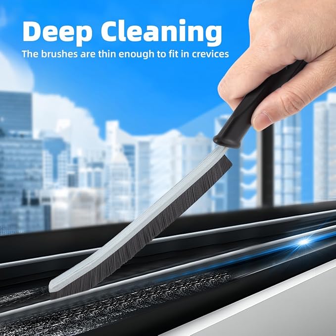 3Pcs Hard Bristle Crevice Cleaning Brush, Scrub Brush, Kitchen Sink Cleaning Brush, Grout Brush, Corner Brush Cleaning Tools for Toilet, Bathroom, Gap, Home, Household, Window (3, Grey)