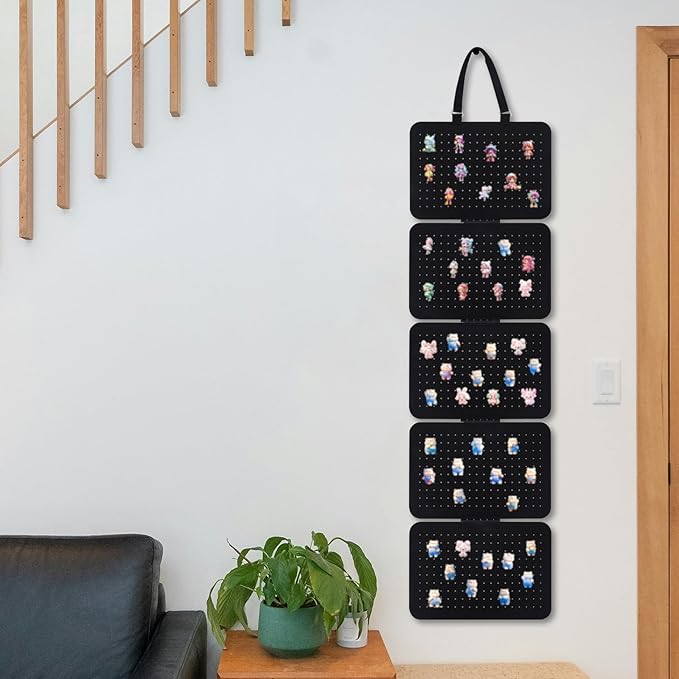 BOXOB Wall Hanging Brooch Pin Organizer, Enamel Lapel Pin Display Case Panels, Easy to Install Collection Storage Holder Pages with 5 Loose-Leaf Board Pieces for Pin Folio Display Stand(Black)