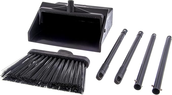SPARTA Duo-Pan Upright Dust Pan and Broom Set, Essential Cleaning Tools for Home and Commercial Use, 36" Handle, 1 Count, Black