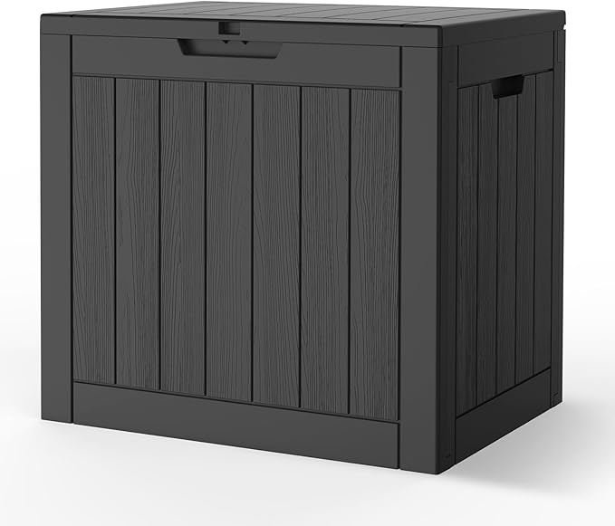 Outdoor Storage Box, Deck Box Waterproof 35 Gallon, Resin Outside Storage, Storage Bin for Package Delivery, Patio Furniture Cushion, Pool Accessories, Weatherproof and UV Resistant, Black