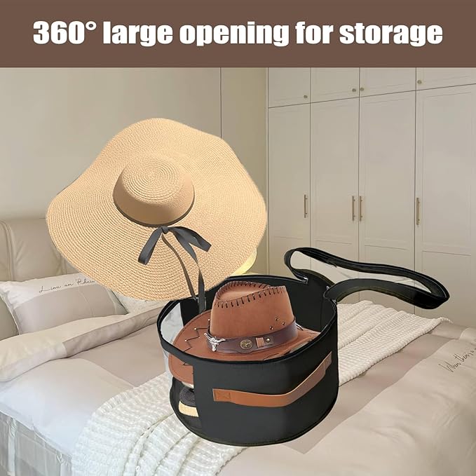 STARGAZ Oversized Clear Hat Storage Bag, Hat boxes for women storage, Cowboy hat storage, Hat accessories, hat organizer for closet, hat travel case with Handle, Holds Up to 10 Hats(Black 2 Pack)
