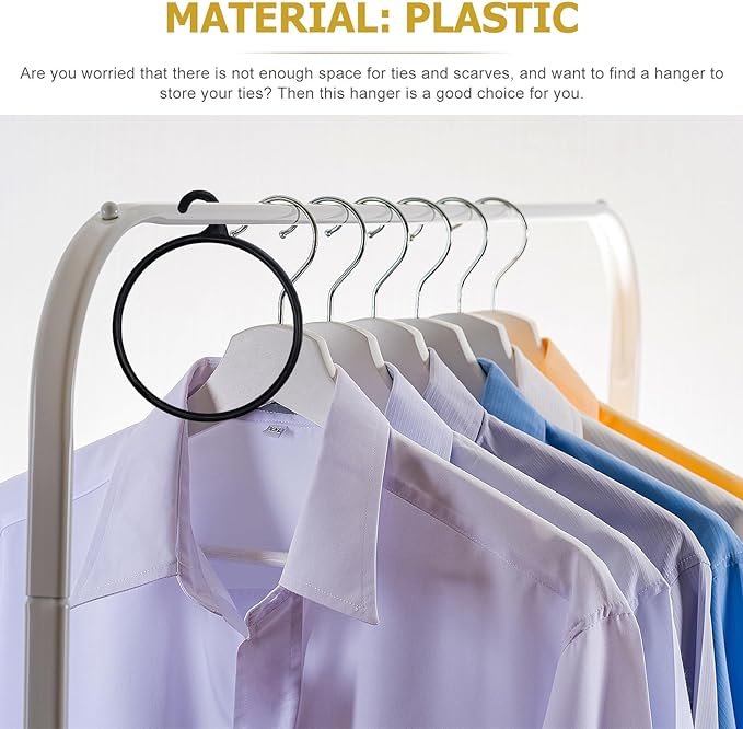 40pcs Scarf Hanger Rings Set Plastic Clothes Holding Rings Scarf Rack Organizer for Closet Storage and Necktie Hanging, Black, Space-Saving Accessory Organizer