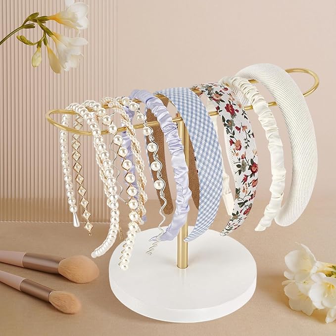 Heaband Holder Organizer Metal Claw Clip Organizer Holder, Headband Storage Display Stand Hair Accessories Organizer for Hair Ropes Bangles and Bracelets Golden
