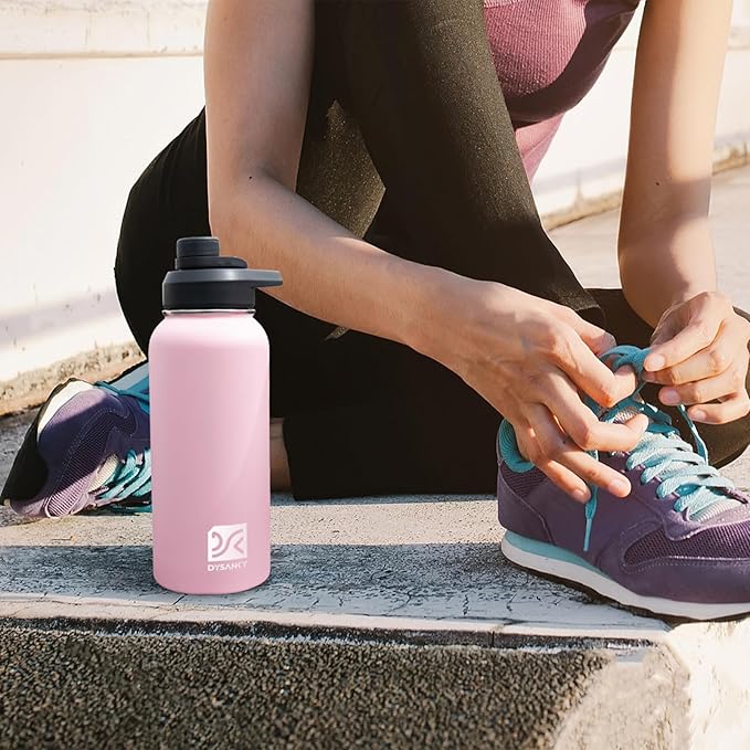 32 oz Insulated Water Bottle | Thickened Stainless Steel Vacuum Metal | Portable Sports Water Jug for Gym and Hiking with Straw, Carrier Bag, Handle Strap | BPA-Free 32 oz