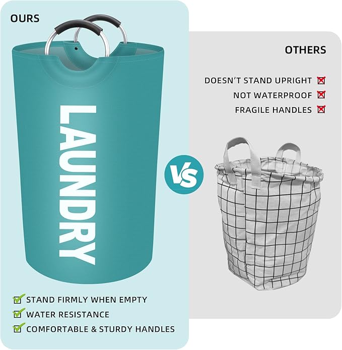 StorageRight 115L Large Laundry Basket, Laundry Hamper, Dirty Clothes Hamper for Laundry, Collapsible, Waterproof Laundry Baskets with Foam Protected Aluminum Handles for Laundry, Dorm, Family (Green)
