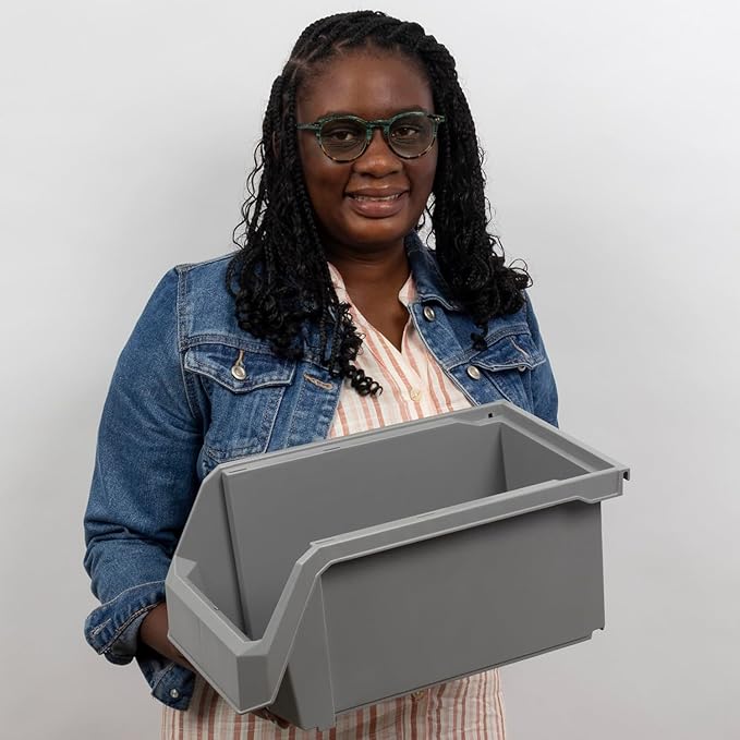 Large Plastic Containers for Organizing and Storage Bins for Closet, Kitchen, Office, or Pantry Organization, 14.75-Inch x 8-Inch x 7-Inch 6-Pack, White, Large