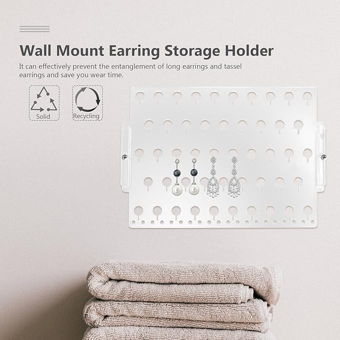 Wall Mount Acrylic Earring Display Rack Jewelry Holder Organizer for Earrings and Pendants Home Storage Accessory Organizer