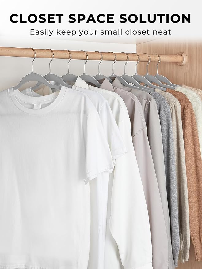 SMARTOR Plastic Hangers 100Pack, Heavy Duty Clothes Hanger Gray - Non-Velvet Thin Hangers with 360°Swivel Hook | Slim Hanger Plastic - Space Saving Hangars, Perchas para Colgar Ropa
