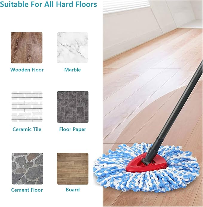 Spin Mop Replacement Head Compatible with O-Ceda 2-Tank Dual System RinseClean Microfiber Spin mop Refill for O Ceda Mop Replace Head (4 Pack)