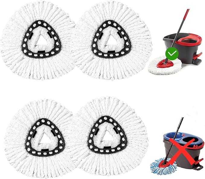 6 Pack Mop Head Replacement Compatible with Oceda Triangle Swivel Mops,Spin Mop Replacement Head 100% Microfiber,Deep Cleaning,EPSUNORISE Replacement Heads Compatible with O Ceda Mop(White)