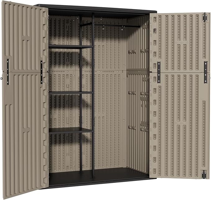 KINYING Metal Shelving Kit for 57 Cu.ft Vertical Storage Shed,with Screw and Nuts, 62” x 25” x 16”, Easy Assembly,Black