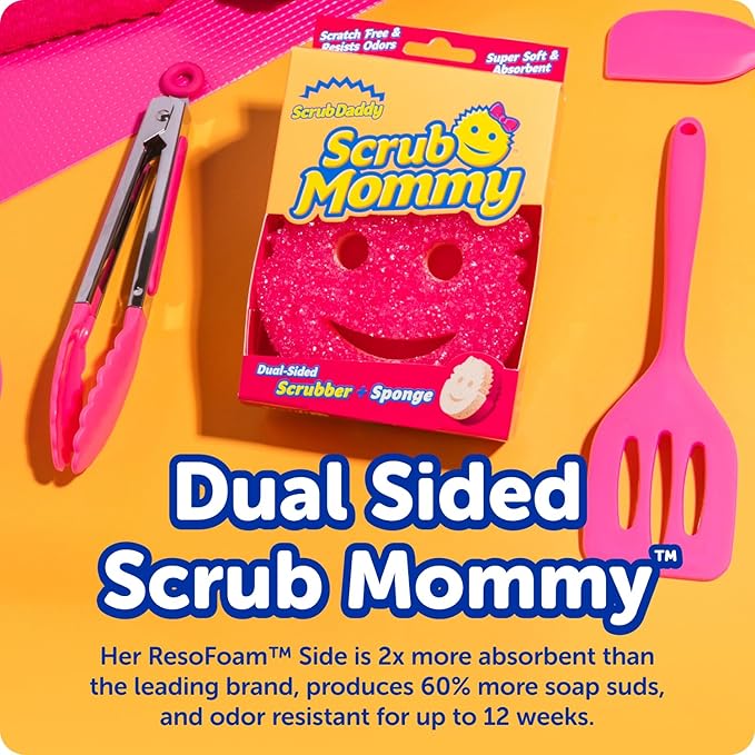 Scrub Daddy Scrub Mommy Kitchen Sponges for Dishes & Wiping Spills - Dual-Sided Dish Scrubber Sponge for Cleaning - Multi-Colored Bulk Pack - Stain & Odor Resistant (5 Count)