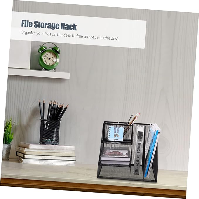 NUOBESTY Creative Multi-compartment Office Storage Rack Stylish Document Organizer for Desktop Material for Home Office Study Use Keeps Workspace Neat and Tidy