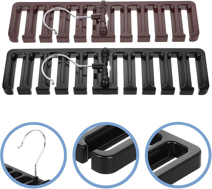 ARTIBETTER 2pcs Belt and Tie Organizer Hangers for Closet Multi-Functional Belt Holder with Scarf Rack Space-Saving Storage for Men’s Neckties Home Closet Accessory Organizer