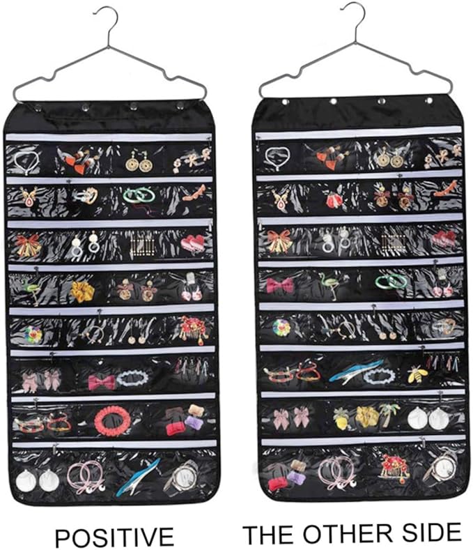Double-side Hanging Pouch Jewelry Storage Bag Hair Accessories Organizer Travel Organizer Bag