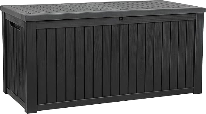 YITAHOME 180 Gallon Large Outdoor Storage XL Deck Box w/Divider for Patio Furniture,Outdoor Cushions, Garden Tools, Sports Equipment and Pool Supplies, Waterproof, Resin, Lockable, Black