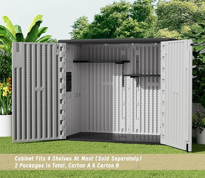 KINYING Plastic Shelving for 37 Cu.ft Horizontal Shed and 57 Cu.ft Vertical Shed, 25.5 in * 13 Per Piece,2 Pack in One Package, Easy Assembly