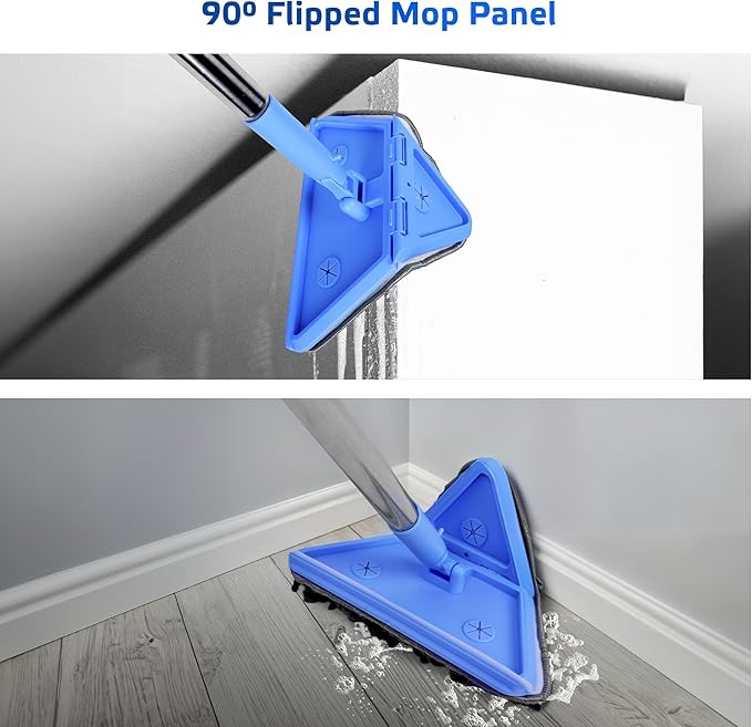 DSV Standard Wall Mop, 77 Inches Long Handle Wall Cleaner with Squeegee, 3-in-1 Wall Cleaner Mop with 3 Microfiber and 3 Chenille Pads, 360° Wall Cleaning Tool for Ceiling, Baseboard, Window, Floor