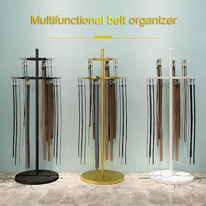 Floor Standing Belt Display, 66.2in Metal Retail Tie Rack Hanger Organizer, Scarf Stand Shawls Purse Shelf for Clothing Store Bedroom Business, Space Saving (Color : Gold, Size : 66.2X19.7IN)