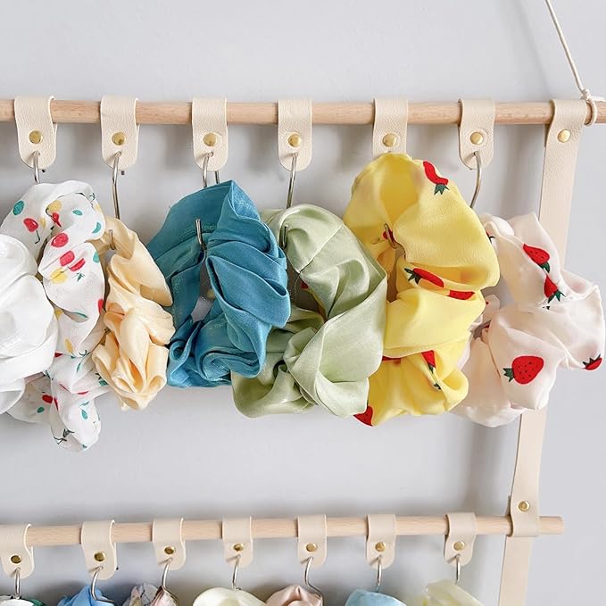 Headband Holder Wall Hanging Hair Accessories Organizer Hair Bows Clip Organizer Rack Necklace Display Hanger Beige