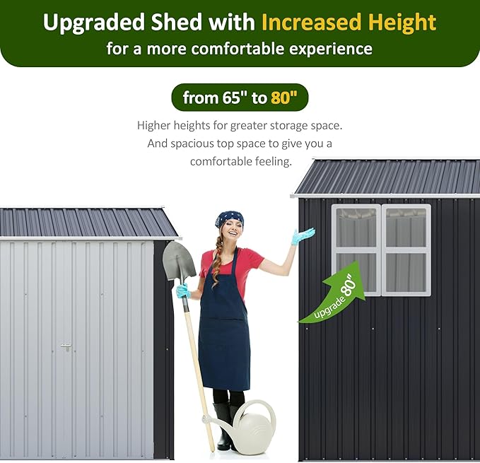 10x10 FT Outdoor Storage Shed, Metal Garden Tool Shed with Updated Frame Structure, Lockable Doors and Windows, Ideal for Backyard Garden Patio Lawn, Grey