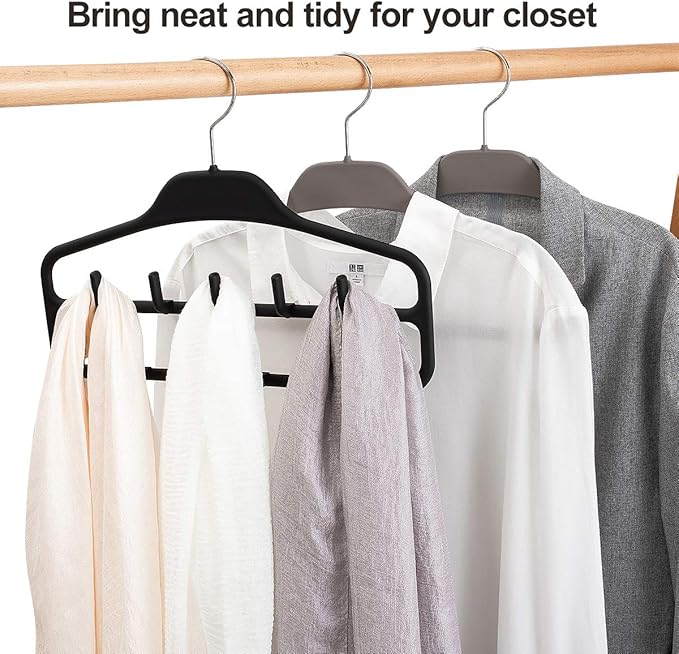 Belt Hanger Rack Holder 2 Pack, Sturdy Organizer with 360 Degree Swivel, 11 Large Hooks for Closet, Non Slip Rubberized Storage, Black, 14 x 0.39 x 11 Inch