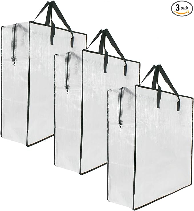 3 Pack Clear Storage Bags with Zipper and Handles, Blanket Bags For Closet Storage, Moving and Packing Supplies for College, Underbed Storage Organizer for Clothes Pillow Bedding Christmas Wreath