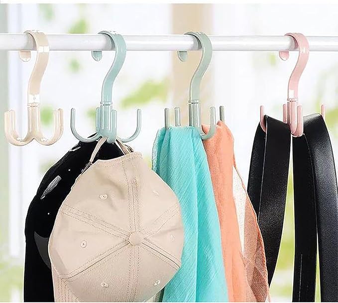 Rotatable 4 Claw Hanger, 8 Pcs Thickened Strong Load Storage Hook for Bra Tank Top Scarf Hat in Closet Organizer