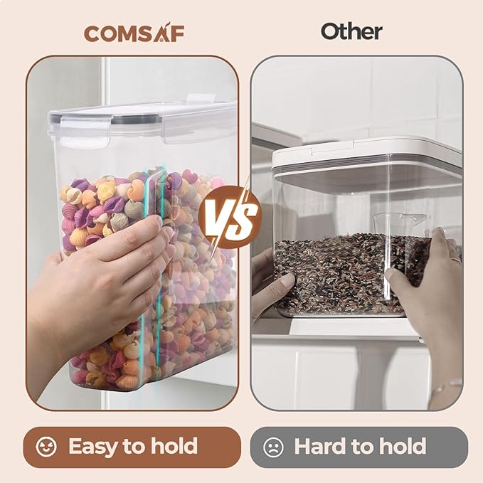 ComSaf Cereal Storage Containers Set (6.3L / 6.7Qt) – Airtight Food Storage with Lids, Pantry Organizer for Rice, Sugar, Flour